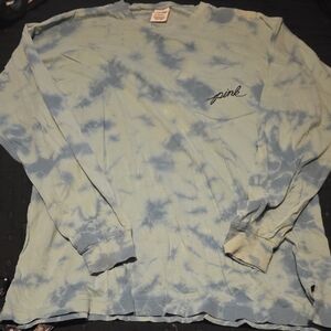 PINK Victoria's Secret Blue Tie-Dye Long Sleeve Oversize Baggy Tee